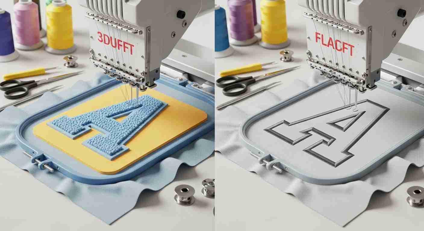 Flat Embroidery vs 3d Puff Embroidery