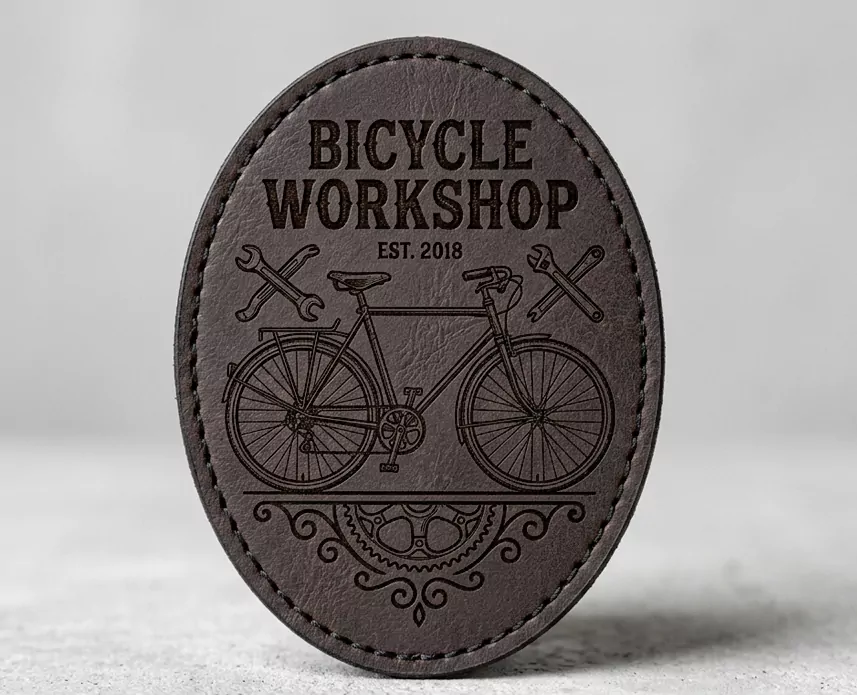 Bicycle Workshop Faux Leather Patch