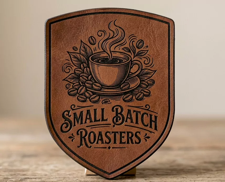 small batch roaster Custom Faux Leather Patches